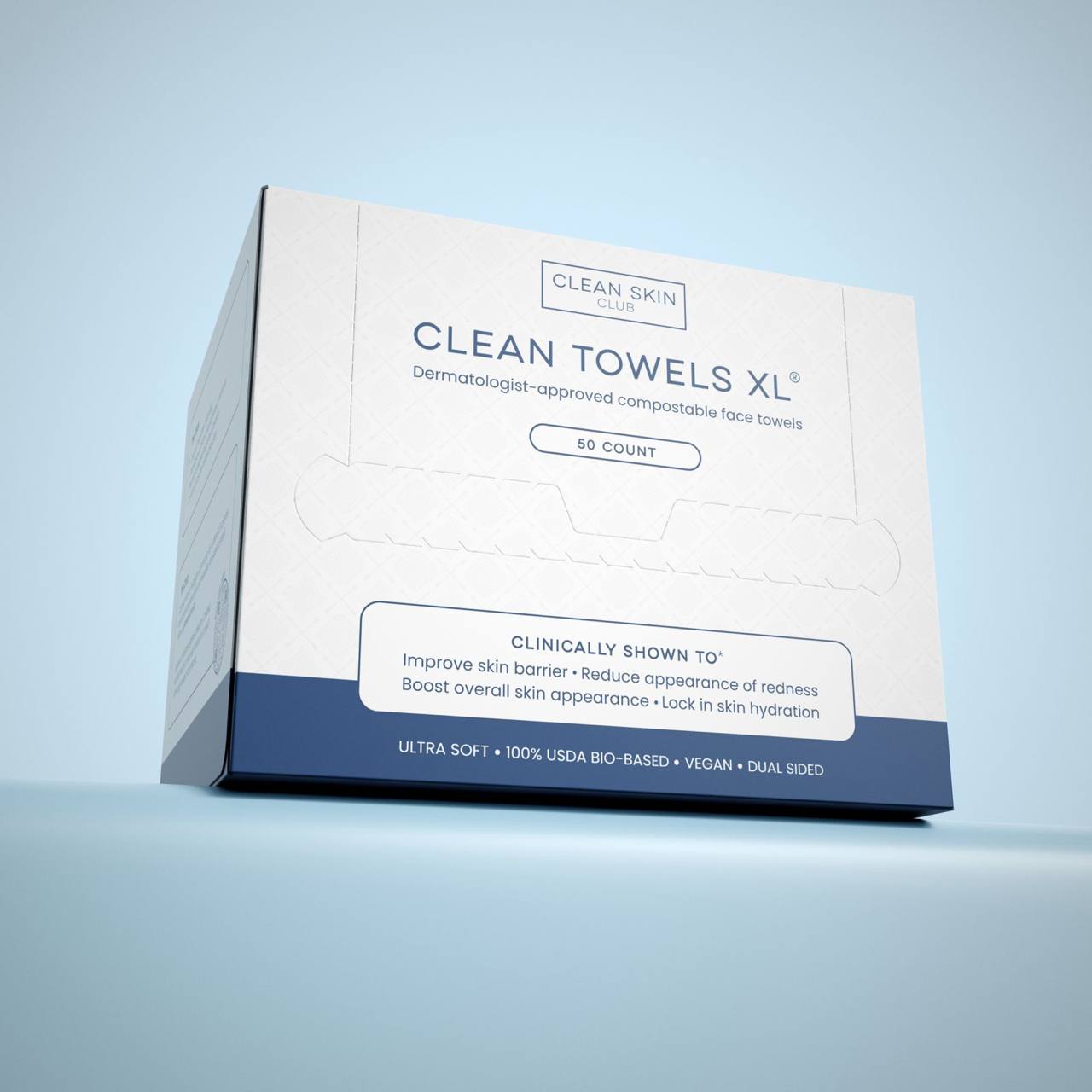 Clean Towels XL by Clean Skin Club, fifty count box
