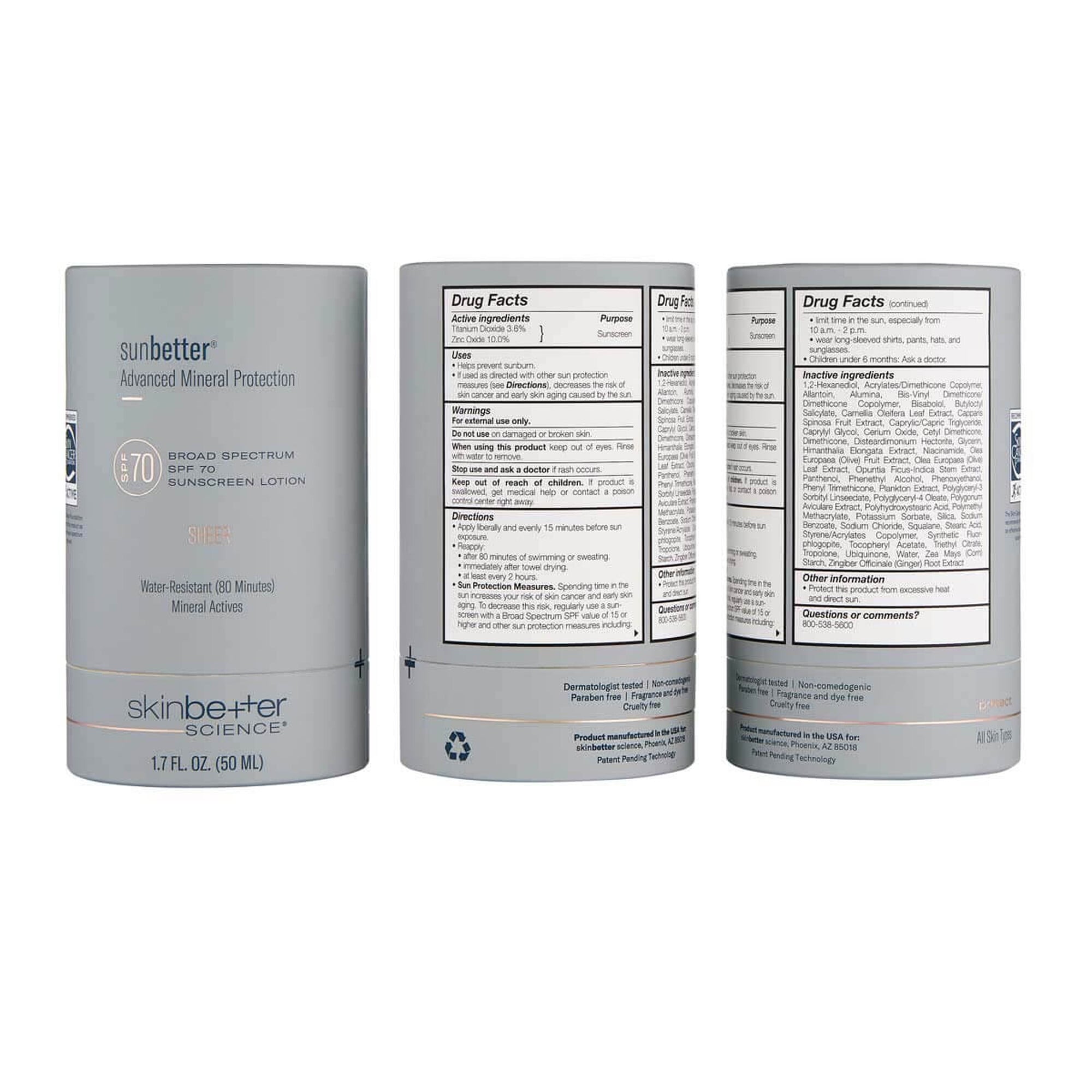 sunbetter SHEER SPF 70 lotion with packaging