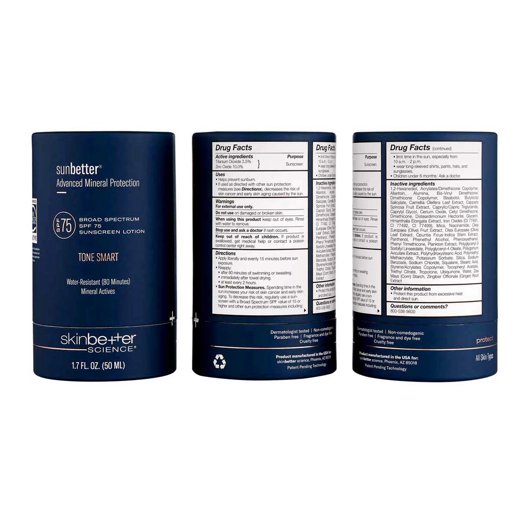 sunbetter TONE SMART SPF 75 lotion with packaging