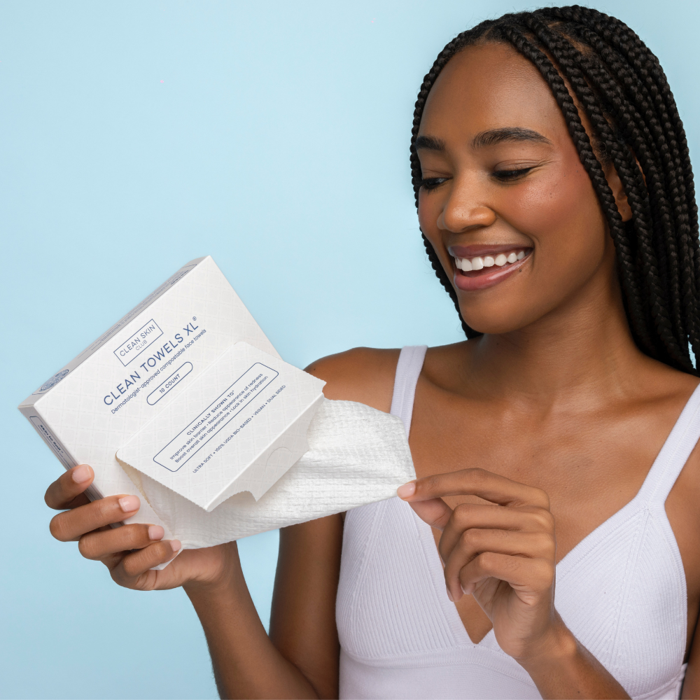 Clean Towels Travel by Clean Skin Club, in use