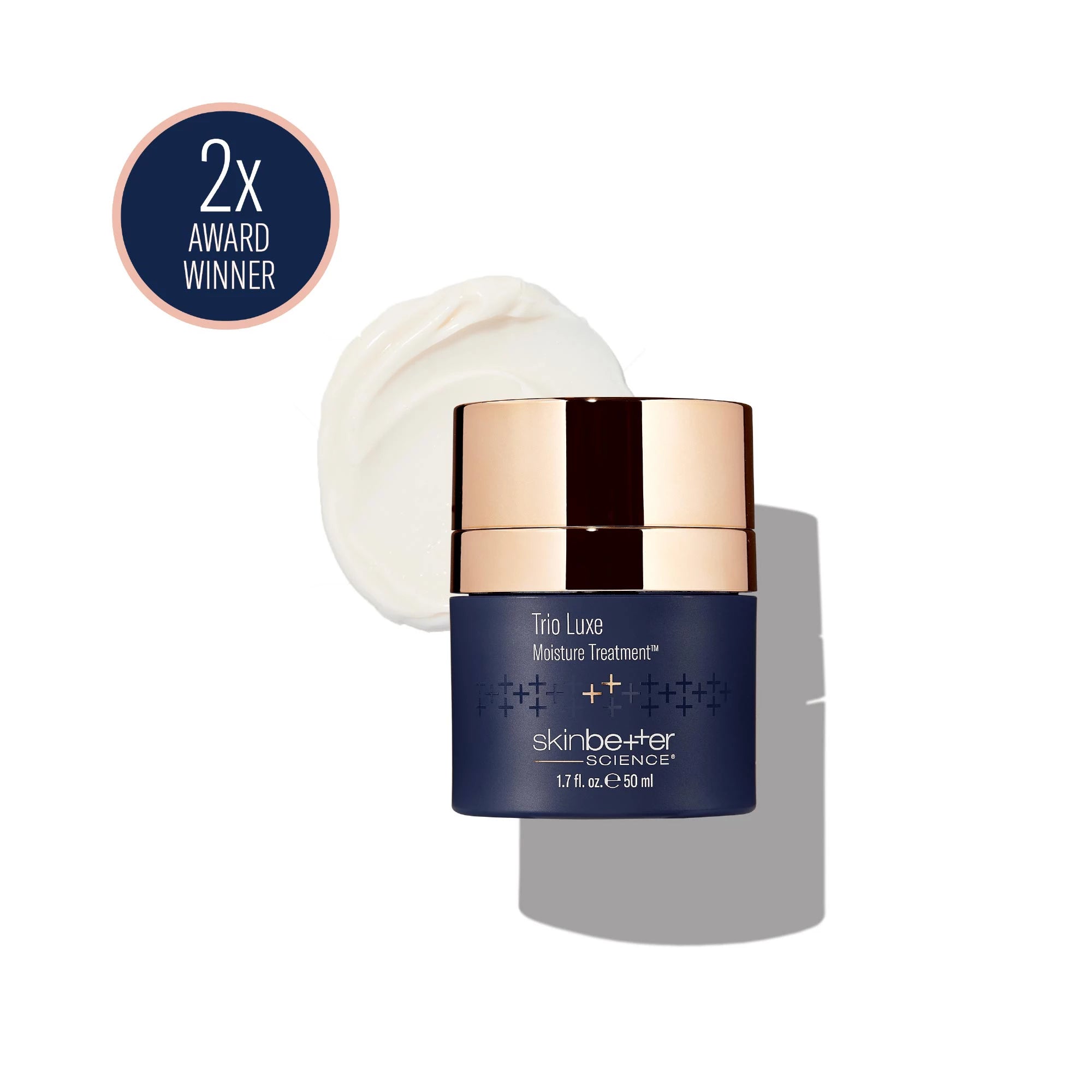 Trio Luxe Moisture Treatment jar with award seal